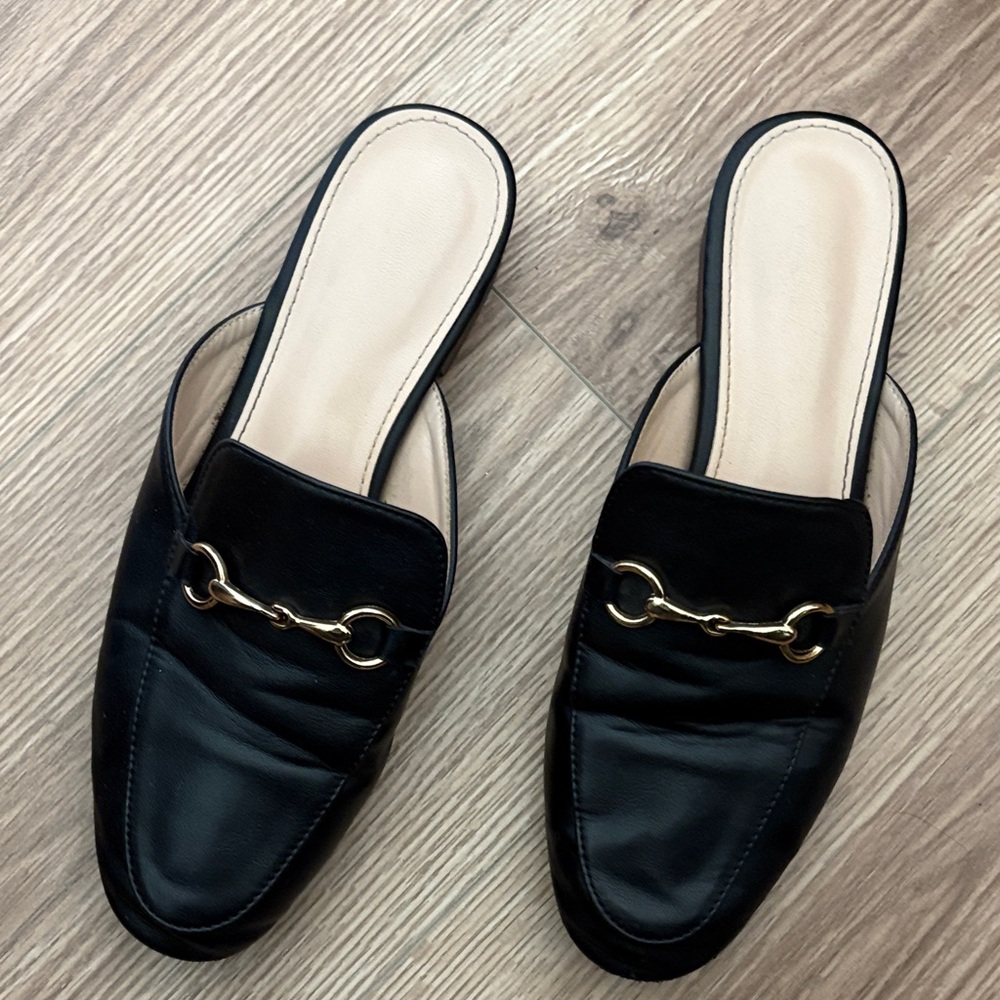 Elegant Black Leather Mules